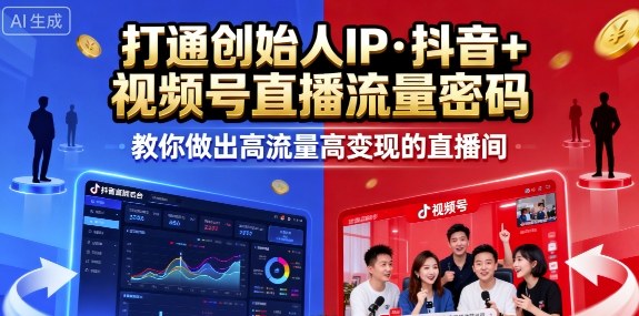 25年直播9-10两期线下课，打通创始人IP，抖音+视频号直播流量密码，教你做出高流量高变现的直播间-吾爱创业网