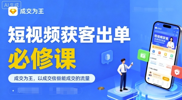 短视频获客出单必修课，成交为王，以成交为导向，直接做能成交的流量-吾爱创业网