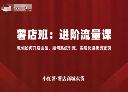 小红薯薯店商城卖货，进阶流量课，教你如何开店选品、如何系统引流，实现快速卖货变现-吾爱创业网
