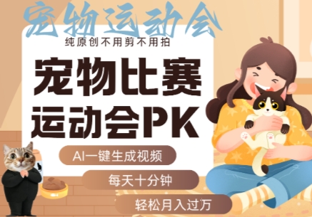 AI一键生成宠物比赛运动会PK视频，纯原创不用剪不用拍，每天十分钟，轻松月入过1W+-吾爱创业网