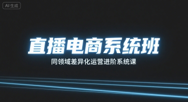 直播电商系统班，同领域差异化运营进阶系统课-吾爱创业网