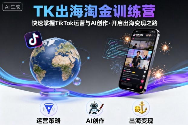 TK出海淘金训练营，助你快速掌握TikTok运营与AI创作，开启出海变现之路-吾爱创业网