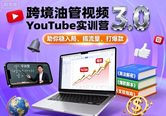 跨境油管视频YouTube实训营3.0，助你稳入局、搞流量、打爆款-吾爱创业网