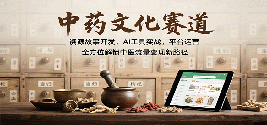 中药文化赛道：溯源故事开发，AI工具实战，平台运营，全方位解锁中医流量变现新路径-吾爱创业网