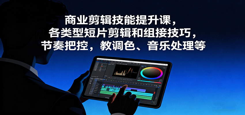 商业剪辑技能提升课，各类型短片剪辑和组接技巧，节奏把控，教调色、音乐处理等-吾爱创业网