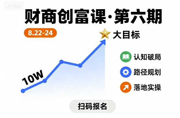 财商创富课第六期8月22-24号，如何从10W起步，一步步实现大目标-吾爱创业网