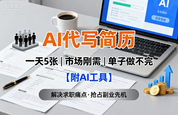 AI代写简历，一天5张，今年找工作难，市场刚需，单子做不完【附AI工具】-吾爱创业网
