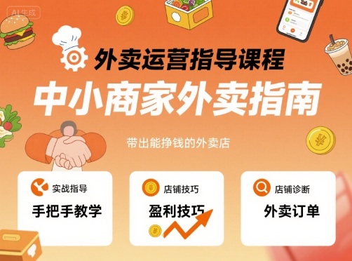 外卖运营指导课程，中小商家外卖指南，手把手带出能挣钱的外卖店-吾爱创业网