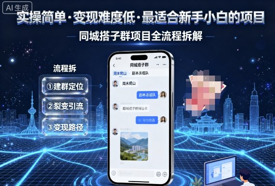 实操简单，变现难度低，最适合新手小白做的项目，每天轻松收入3张，同城搭子群项目全流程拆解-吾爱创业网