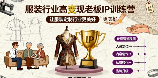 服装行业高变现老板IP训练营，让服装定制行业更美好-吾爱创业网