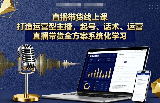 直播带货线上课，打造运营型主播，起号、话术、运营，直播带货全方案系统化学习-吾爱创业网