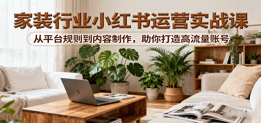 小红书家装行业运营实战课：从平台规则到内容制作，助你打造高流量账号-吾爱创业网