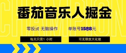 番茄音乐人掘金，单账号最高可撸1k+，可无限矩阵去做，零投入-吾爱创业网