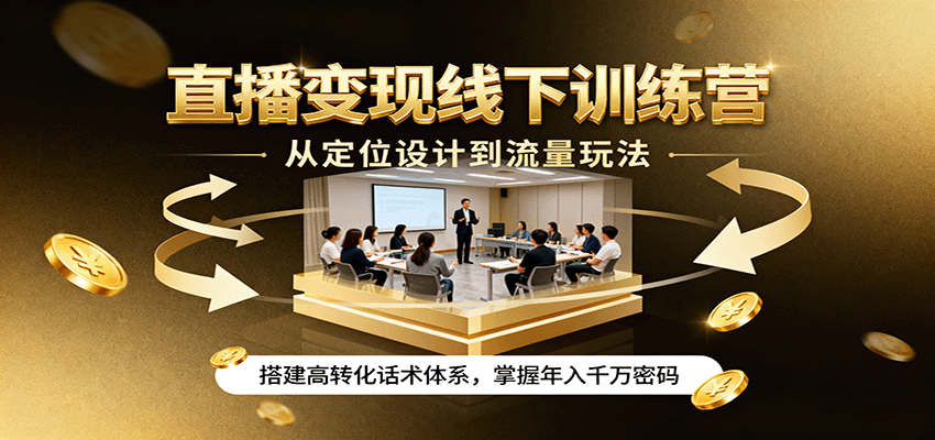直播变现线下训练营，从定位设计到流量玩法，搭建高转化话术体系，掌握年入千万密码-吾爱创业网