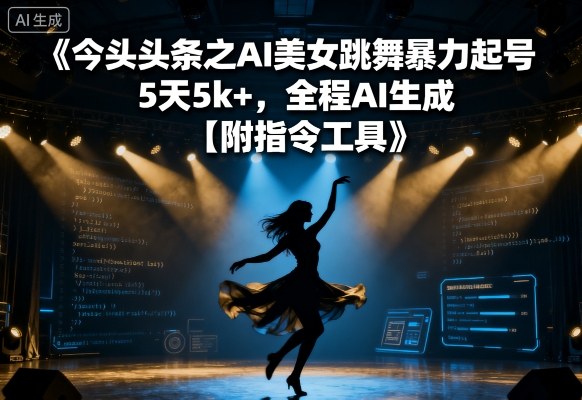 今日头条之AI美女跳舞暴力起号，5天1k+，全程AI生成【附指令工具】-吾爱创业网