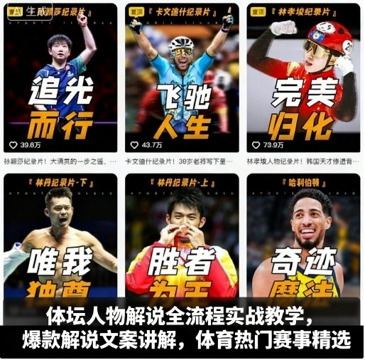 体坛人物解说全流程实战教学，爆款解说文案讲解，体育热门赛事精选-吾爱创业网