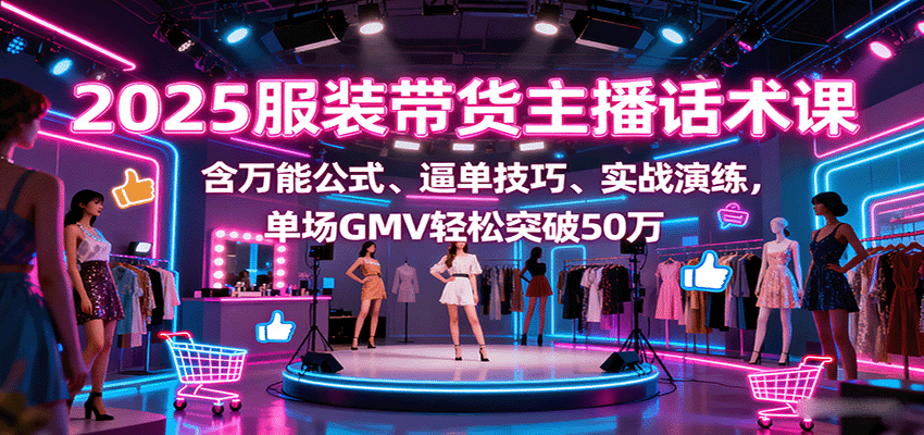 2025服装带货主播话术课，含万能公式、逼单技巧、实战演练，单场GMV轻松突破50万-吾爱创业网