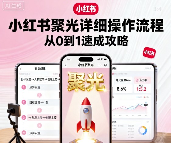 小红书聚光详细操作流程，小红书聚光从0到1速成攻略-吾爱创业网