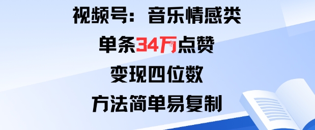 视频号分成计划新玩法：音乐情感类单条34W点赞，变现四位数，方法简单易复制-吾爱创业网
