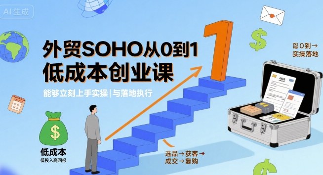 外贸SOHO从0到1低成本创业课，能够立刻上手实操与落地执行-吾爱创业网