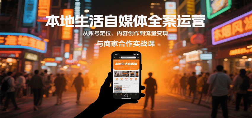 本地生活自媒体全案运营，从账号定位、内容创作到流量变现与商家合作实战课-吾爱创业网