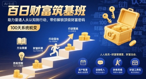 百日财富筑基班，助力普通人从认知到行动，带你解锁顶级财富密码-吾爱创业网