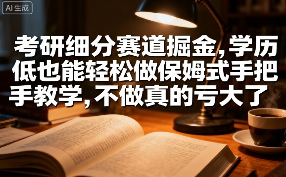 考研细分赛道掘金，日入1k+，学历低也能轻松做保姆式手把手教学，不做真的亏大了【揭秘】-吾爱创业网