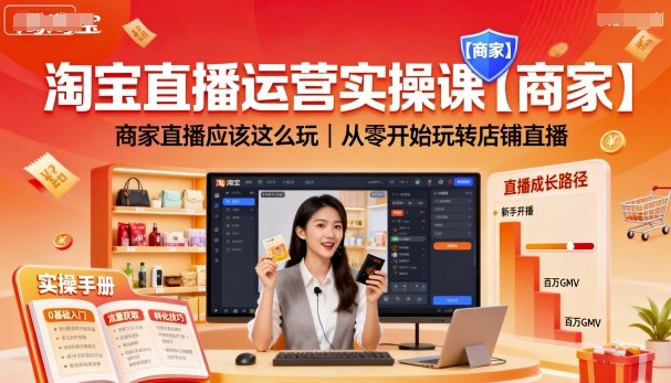 淘宝直播运营实操课【商家】，商家直播应该这么玩，从零开始玩转店铺直播-吾爱创业网