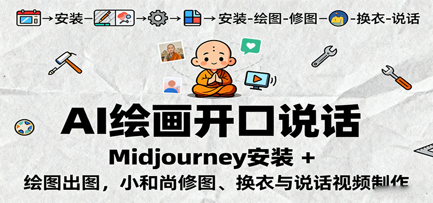 AI绘画开口说话，Midjourney安装 + 绘图出图，小和尚修图、换衣与说话视频制作-吾爱创业网