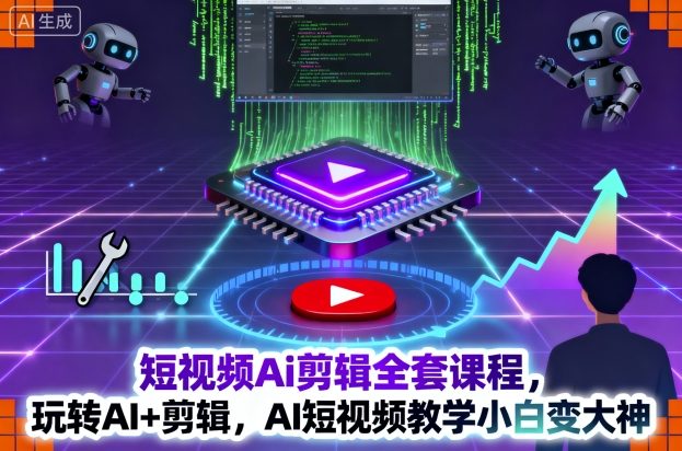 短视频Ai剪辑全套课程，玩转AI+剪辑，AI短视频教学小白变大神-吾爱创业网