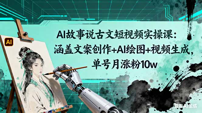 (16369期)AI故事说古文短视频实操课:涵盖文案创作+AI绘图+视频生成,单号月涨粉10w-吾爱创业网