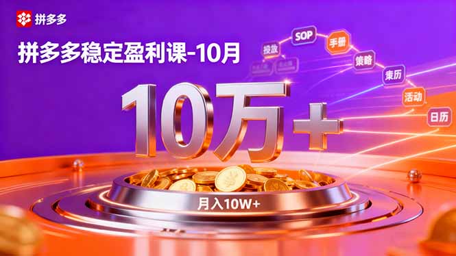 （16413期）拼多多稳定盈利课-10月，强付费SOP+微付费高投产+活动矩阵，单店月入10万+-吾爱创业网