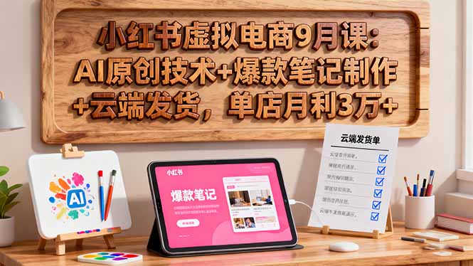 (16287期)小红书虚拟电商9月课:AI原创技术+爆款笔记制作+云端发货,单店月利3万+-吾爱创业网