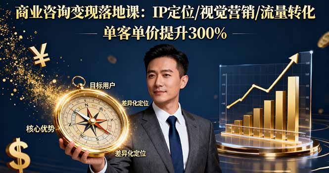 (16249期)商业咨询变现落地课:IP定位/视觉营销/流量转化,单客单价提升300%-吾爱创业网