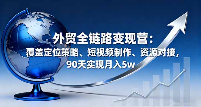 （16173期）外贸全链路变现营：覆盖定位策略、短视频制作、资源对接，90天实现月入5w-吾爱创业网