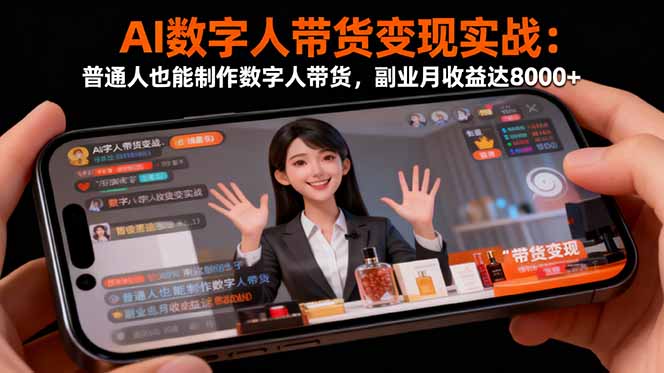 (16377期)AI数字人带货变现实战:普通人也能制作数字人带货,副业月收益达8000+-吾爱创业网