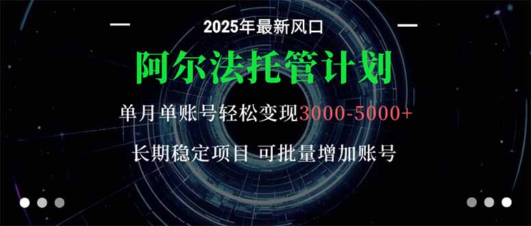 (16360期)阿尔法托管计划 单账号月入3000-5000,长期稳定项目,新手小白轻松上手。-吾爱创业网