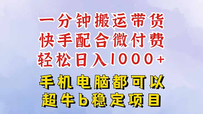 （16285期）快手黑科技一分钟搬运带货，一刀不剪过原创，微付费投流玩法，轻松日入...-吾爱创业网