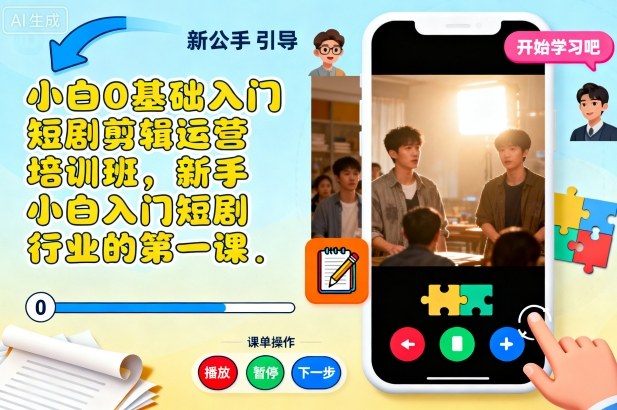 小白0基础入门短剧剪辑运营培训班,新手小白入门短剧行业的第一课-吾爱创业网