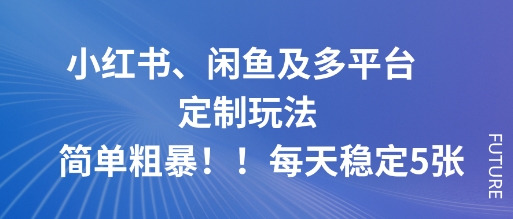 小红书、闲鱼及多平台定制玩法简单粗暴!每天稳定5张-吾爱创业网