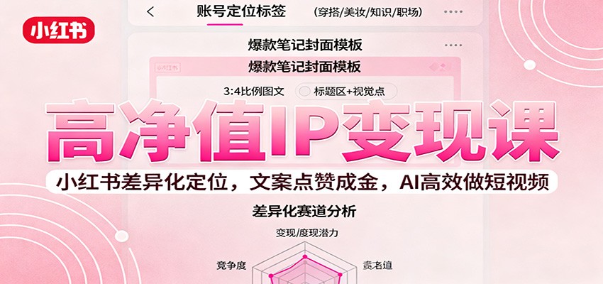高净值IP变现课:小红书差异化定位,文案点赞成金, AI高效做短视频-吾爱创业网