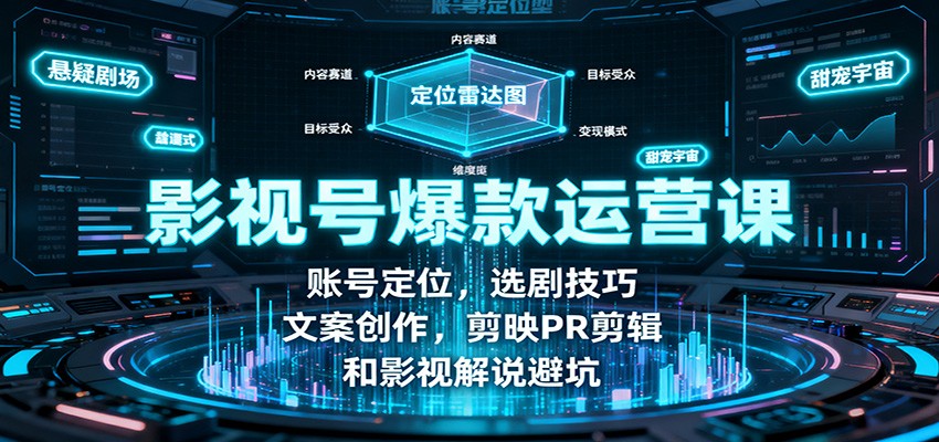 影视号爆款运营课:账号定位,选剧技巧,文案创作,剪映PR剪辑和影视解说避坑-吾爱创业网