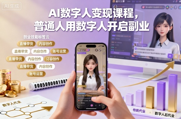 AI数字人变现课程,普通人用数字人开启副业-吾爱创业网