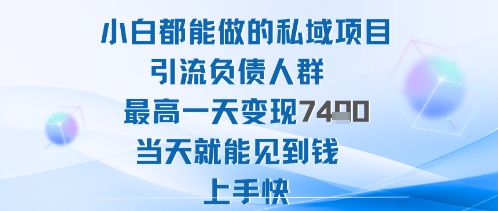 2025年小白都能做的私域项目引流负债人群最高一天变现1k+高变现难度低当天就能见到钱上手快-吾爱创业网