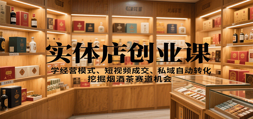 实体店创业课：学经营模式、短视频成交、私域自动转化，挖掘烟酒茶赛道机会-吾爱创业网