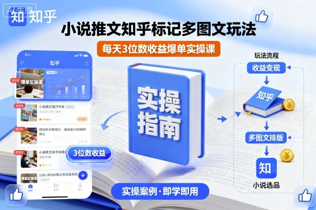 小说推文知乎标记多图文玩法，每天3位数收益爆单实操课-吾爱创业网