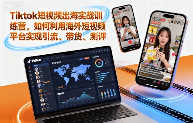 Tiktok短视频出海实战训练营,如何利用海外短视频平台实现引流、带货、测评-吾爱创业网