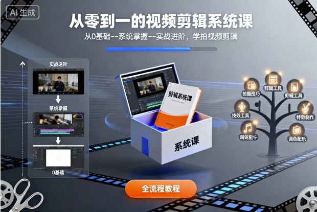 从零到一的视频剪辑系统课，从0基础–系统掌握–实战进阶，学拍视频剪辑-吾爱创业网