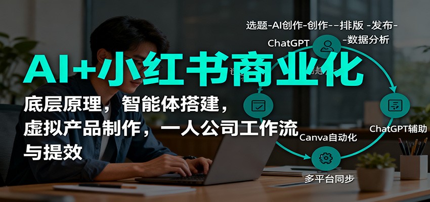 AI+小红书商业化,底层原理,智能体搭建,虚拟产品制作,一人公司工作流与提效-吾爱创业网