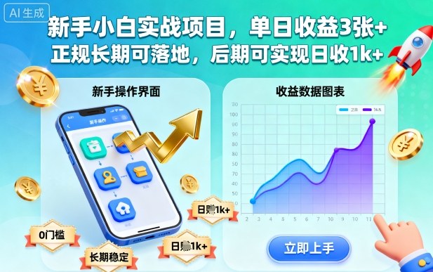 新手小白实战项目,单日收益3张+,正规长期可落地,后期可实现日收1k+【揭秘】-吾爱创业网